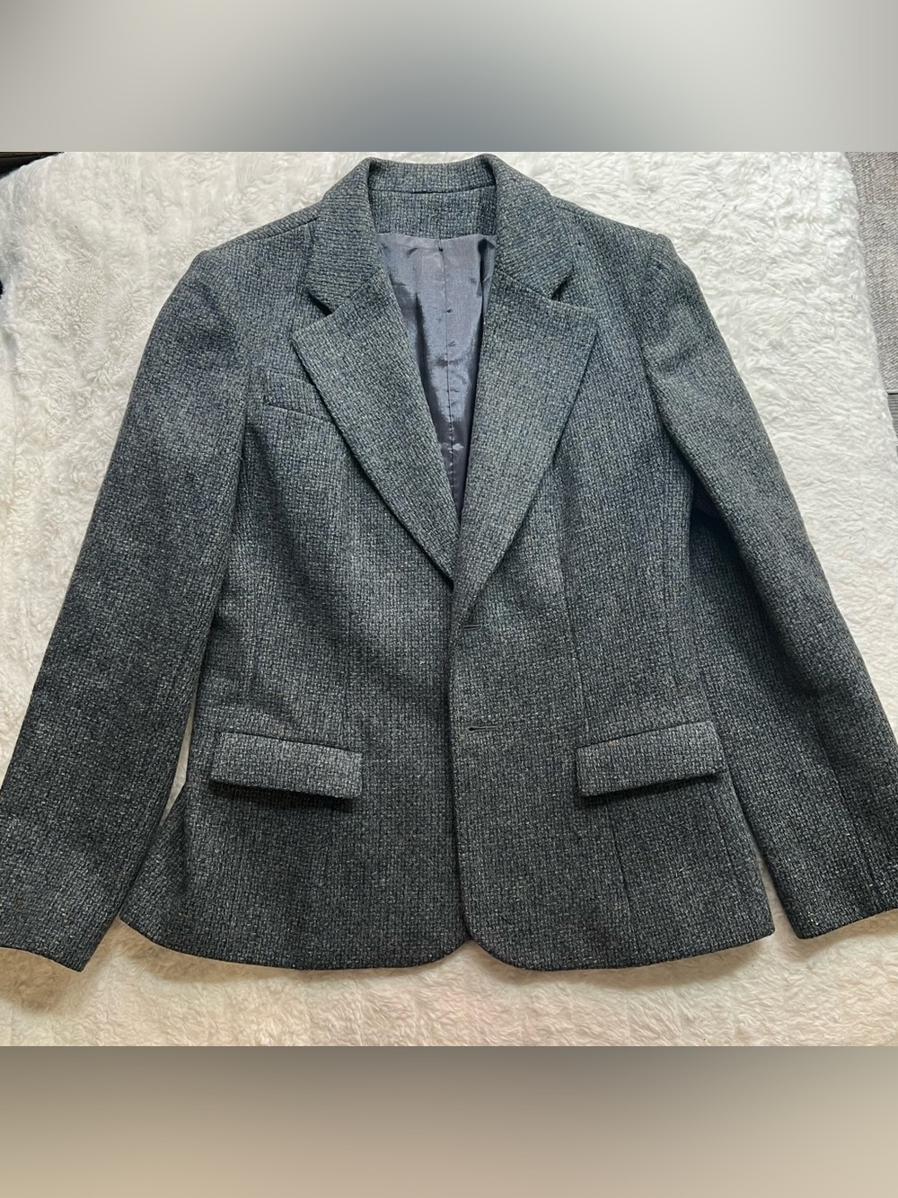 Vintage Kirkland Hall Women’s Gray 100% Wool Blazer 1970s Made in USA
